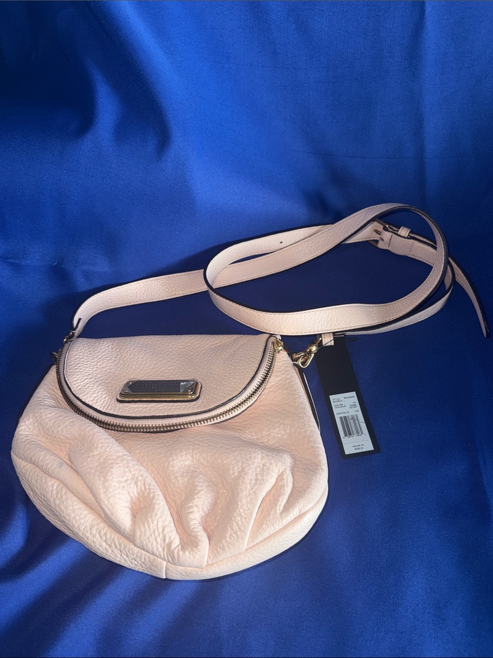 Marc Jacobs Cream Pebbled Leather Crossbody with Gold Plaque